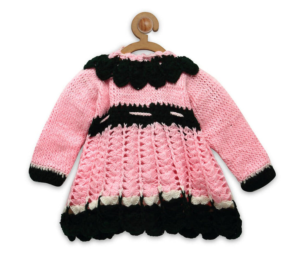 Chutput Kids Pink Ice Kitty Design Solid Pullover Sweater | Grocsy