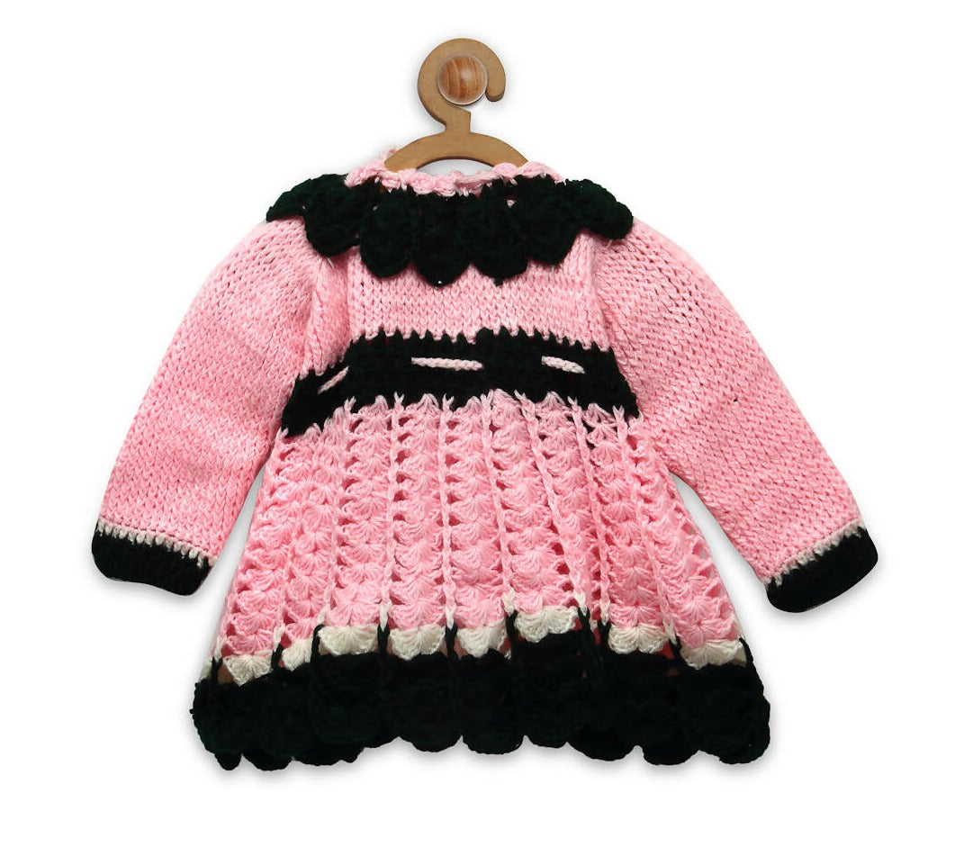 Chutput Kids Pink Ice Kitty Design Solid Pullover Sweater | Grocsy
