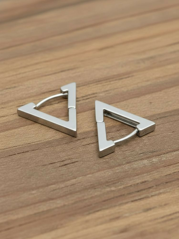 NVR Men's Silver Plated Geomatric Shaped Stud Earrings | Grocsy
