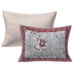Rudra Bazaar Grey 210 TC Cotton Double King Bedsheet With 2 Pillow Covers | Grocsy