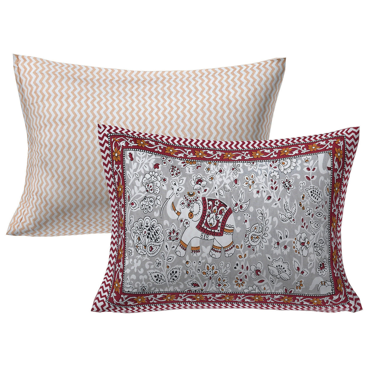 Rudra Bazaar Grey 210 TC Cotton Double King Bedsheet With 2 Pillow Covers | Grocsy