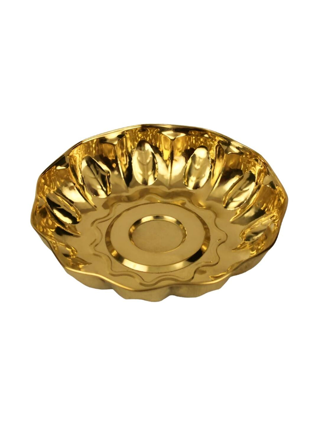 Spillbox Gold Toned Textured Pooja Thali | Grocsy