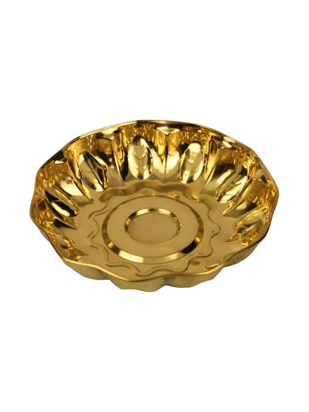 Spillbox Gold Toned Textured Pooja Thali | Grocsy