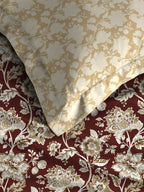 MYTRIDENT Red White Ethnic Motifs Cotton 120 TC Queen Bedsheet With 2 Pillow Covers | Grocsy