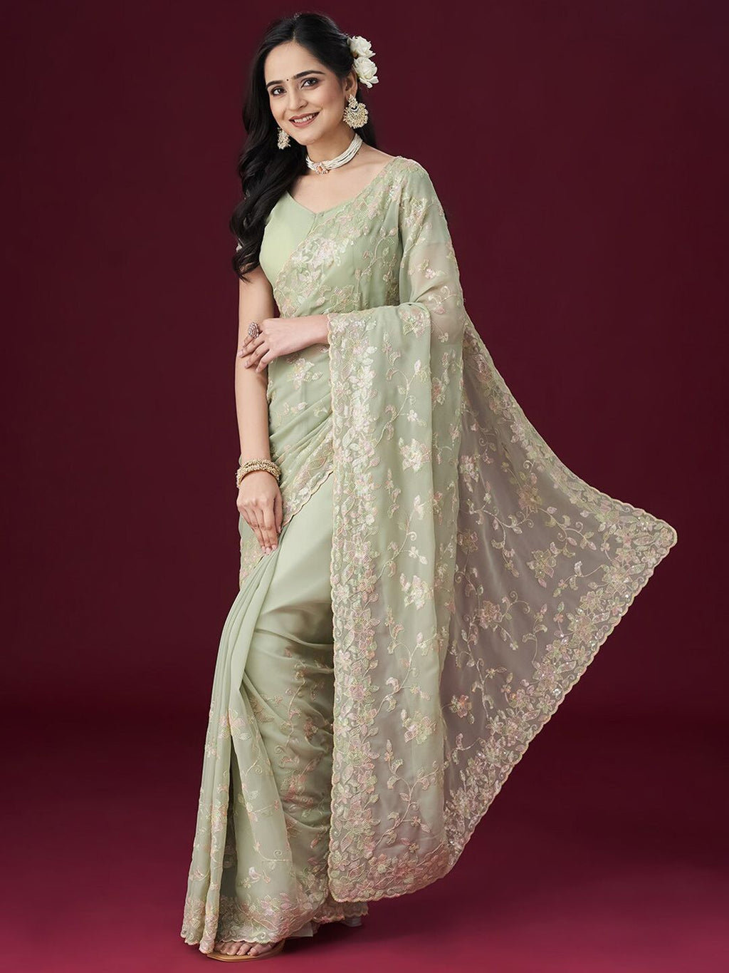 kasee Embellished Sequinned Saree | Grocsy
