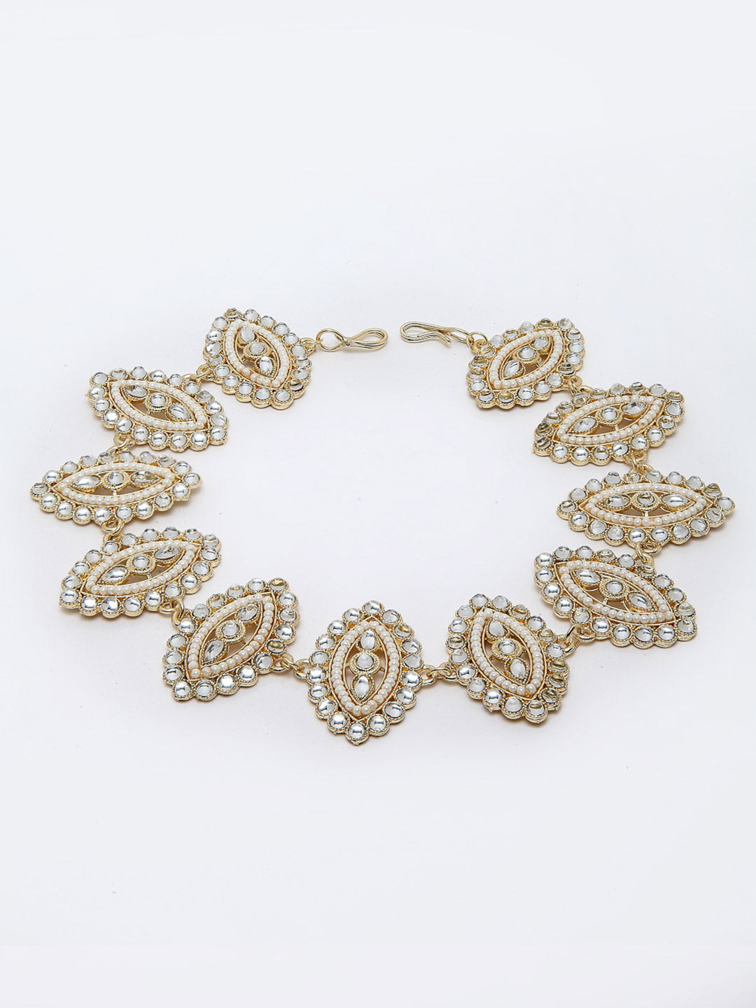 Panash Gold-Toned & White Embellished Hairband | Grocsy