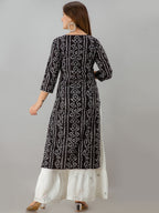 HERE&NOW Black Tie Up Neck Bandhani Printed Gotta Patti Kurta | Grocsy
