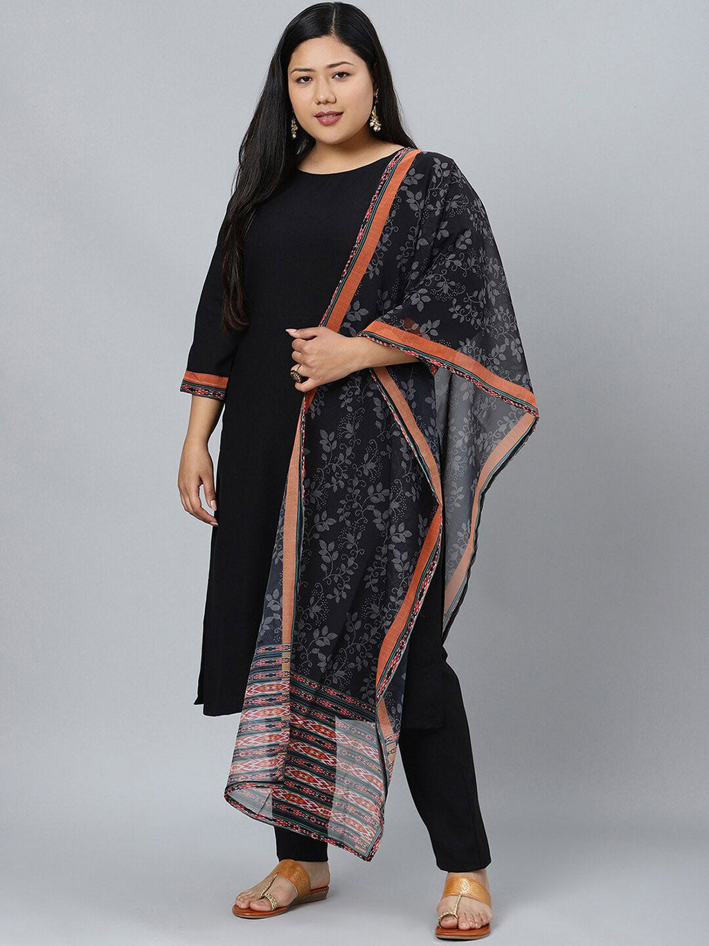 Sztori Plus Size Ethnic Motifs Printed Regular Kurta with Trousers & With Dupatta | Grocsy