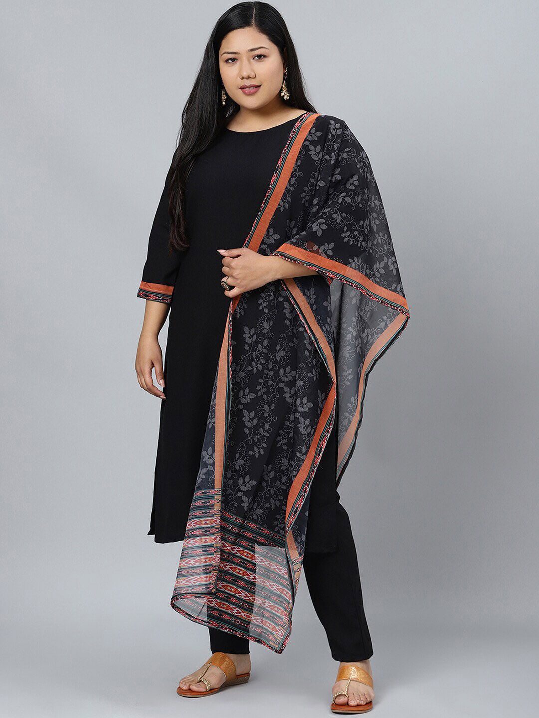Sztori Plus Size Ethnic Motifs Printed Regular Kurta with Trousers & With Dupatta | Grocsy
