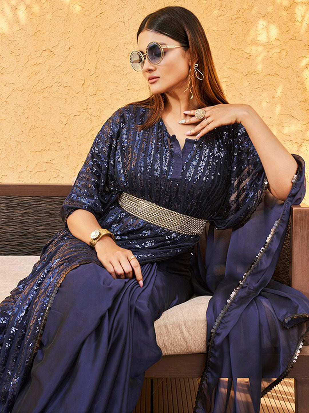 Tikhi Imli Embellished Kaftan Saree | Grocsy