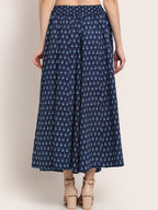 TAG 7 Women Navy Blue Printed Flared Palazzos | Grocsy