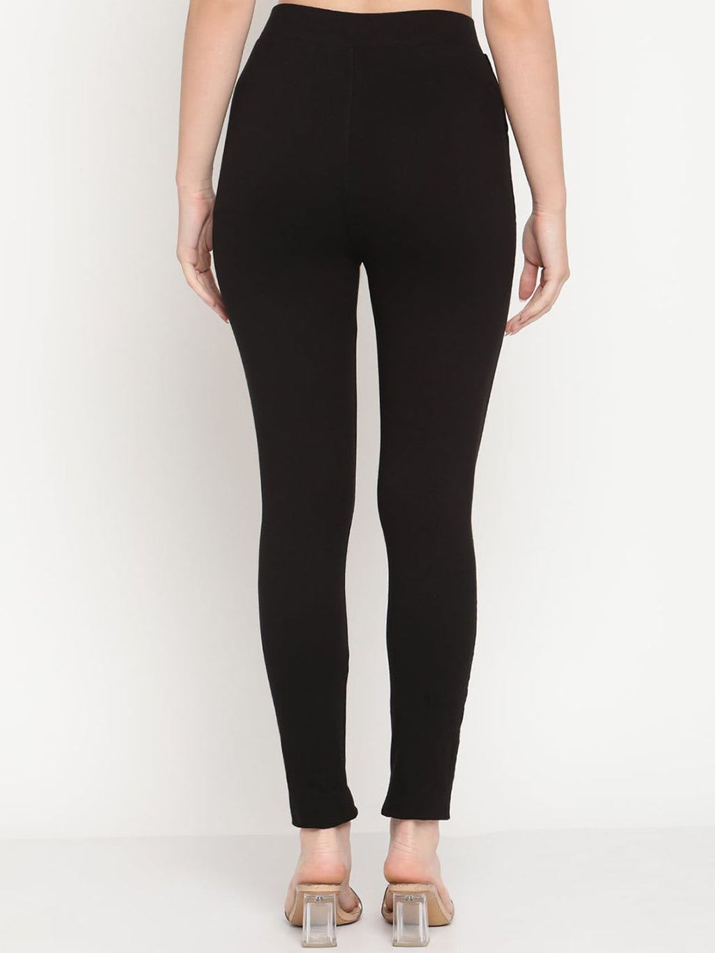 TAG 7 Set Of 2 Maroon & Black Solid Leggings | Grocsy