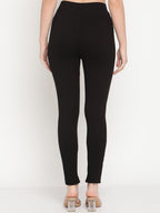 TAG 7 Set Of 2 Maroon & Black Solid Leggings | Grocsy