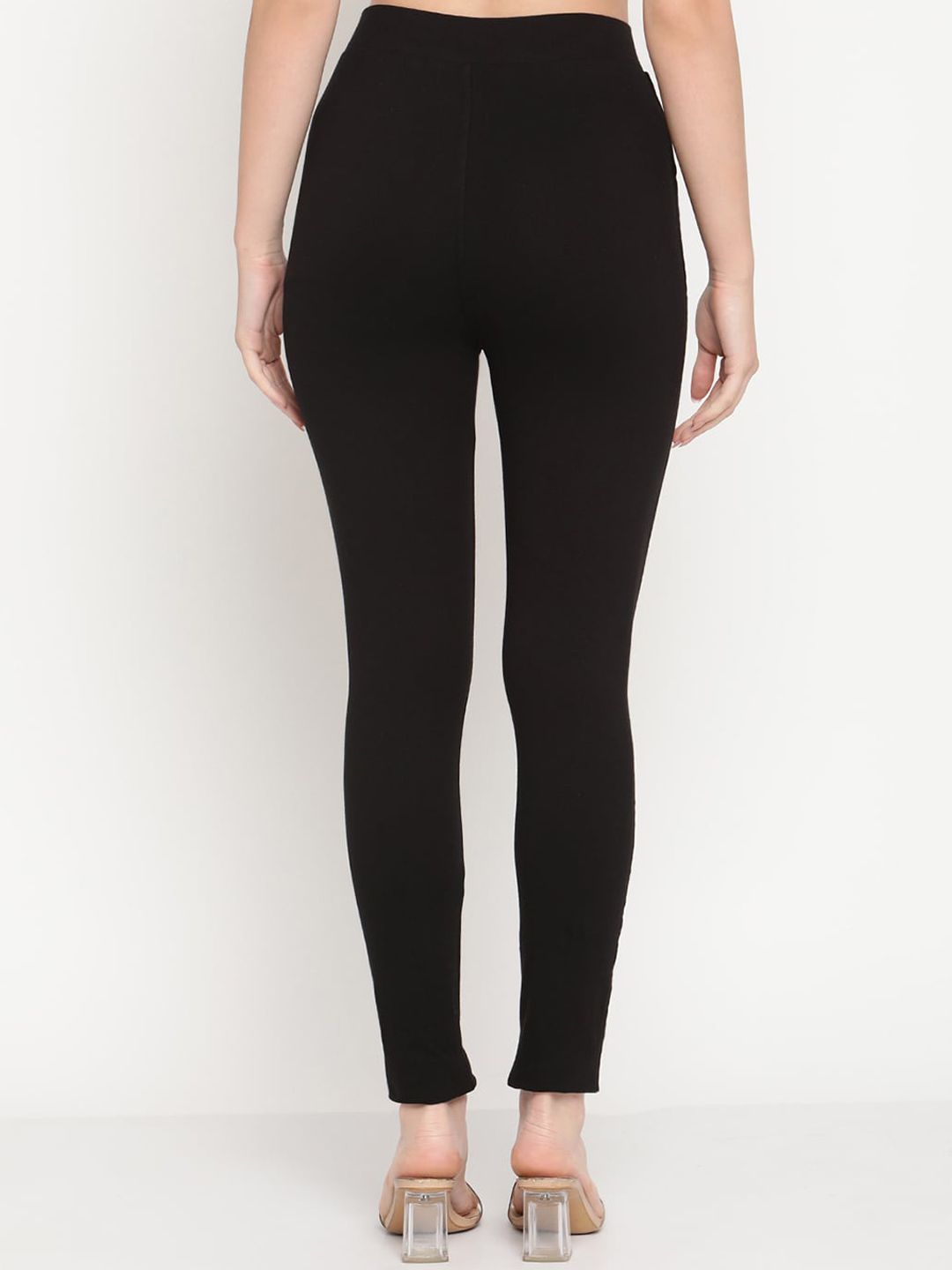 TAG 7 Set Of 2 Maroon & Black Solid Leggings | Grocsy