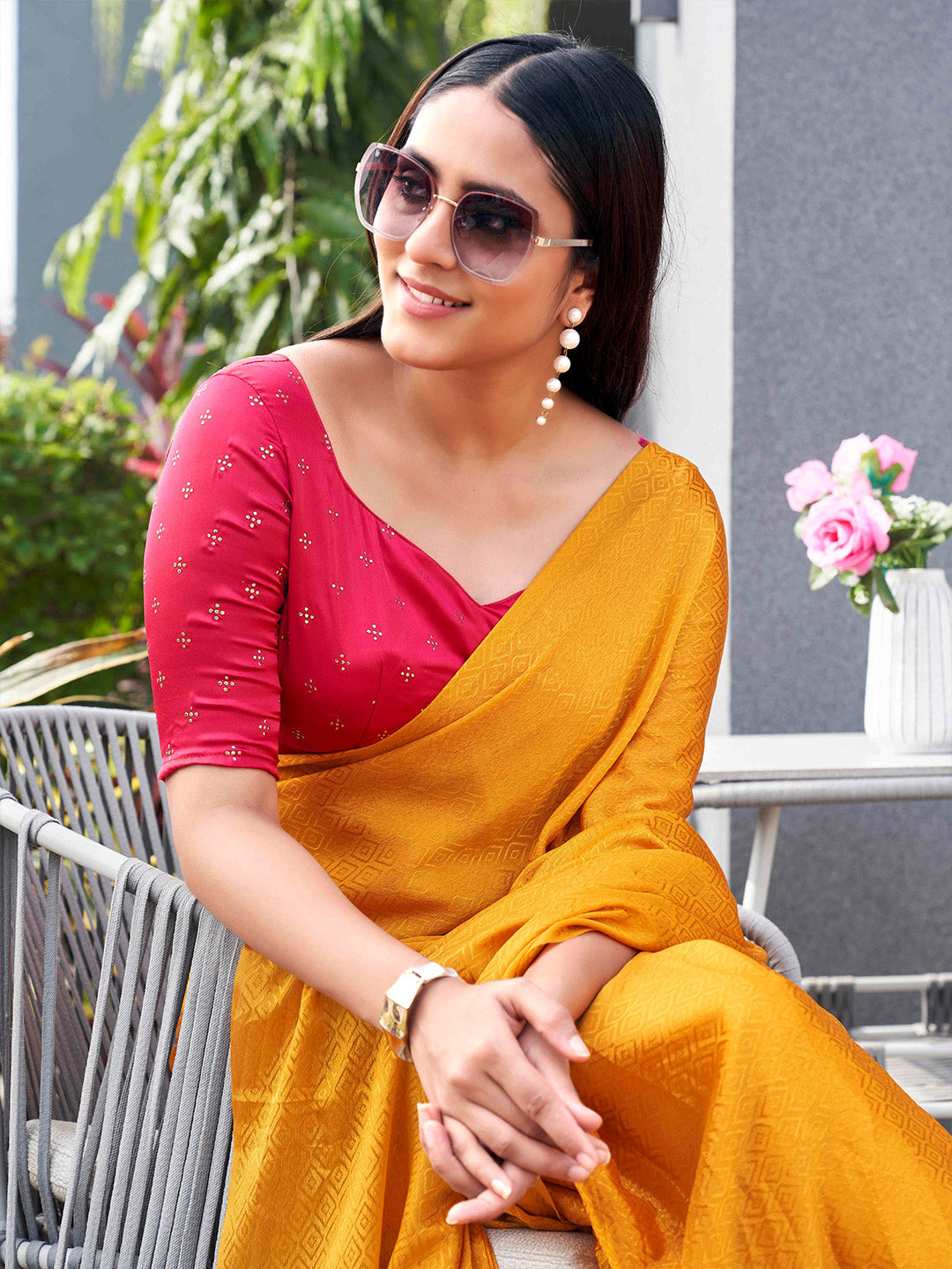 Tikhi Imli Woven Design Crepe Saree | Grocsy