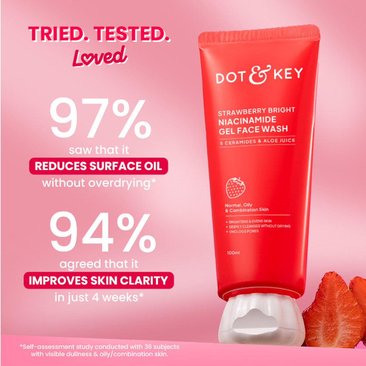 Dot & Key Strawberry Bright Niacinamide Gel Face Wash | Grocsy
