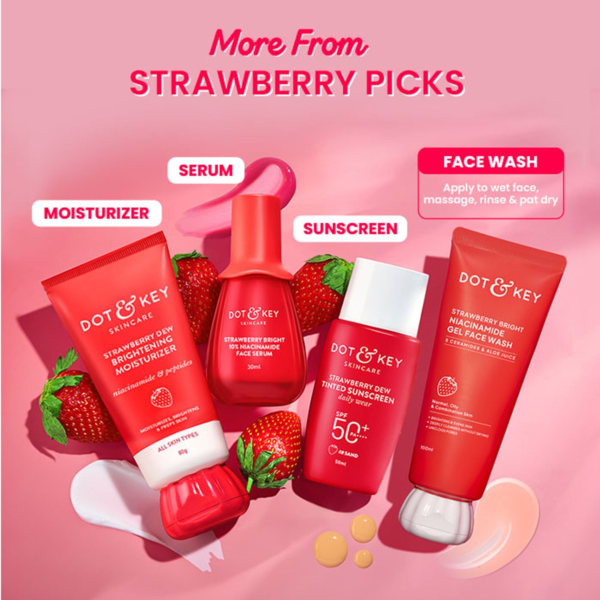 Dot & Key Strawberry Bright Niacinamide Gel Face Wash | Grocsy