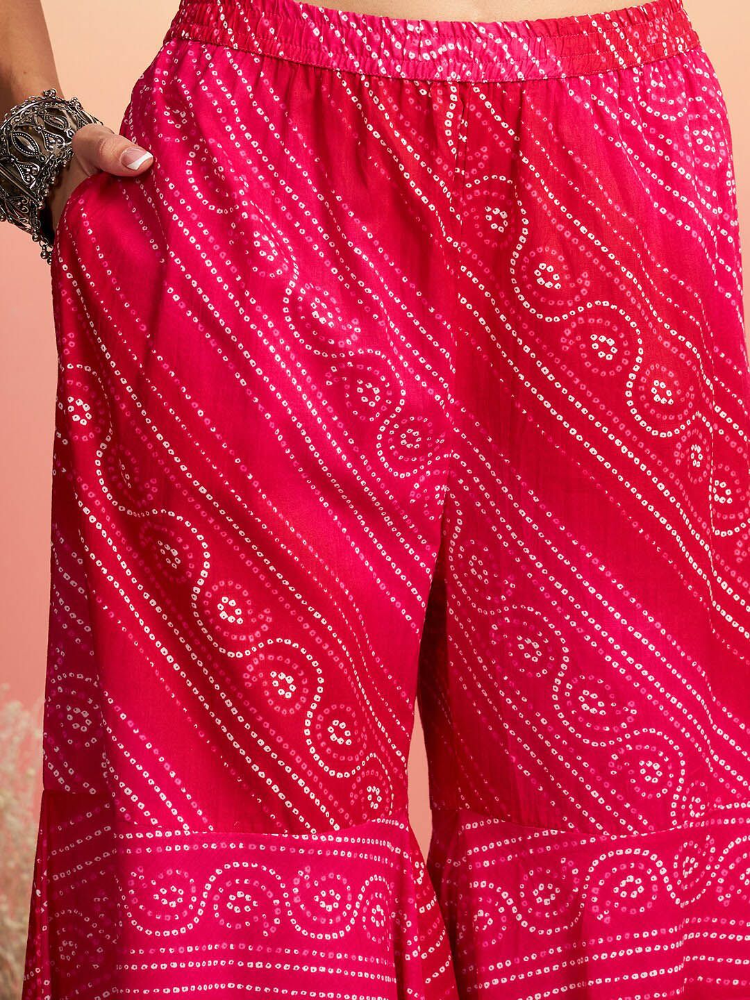 Sangria Floral Printed Pure Cotton Kurti With Sharara & Dupatta | Grocsy