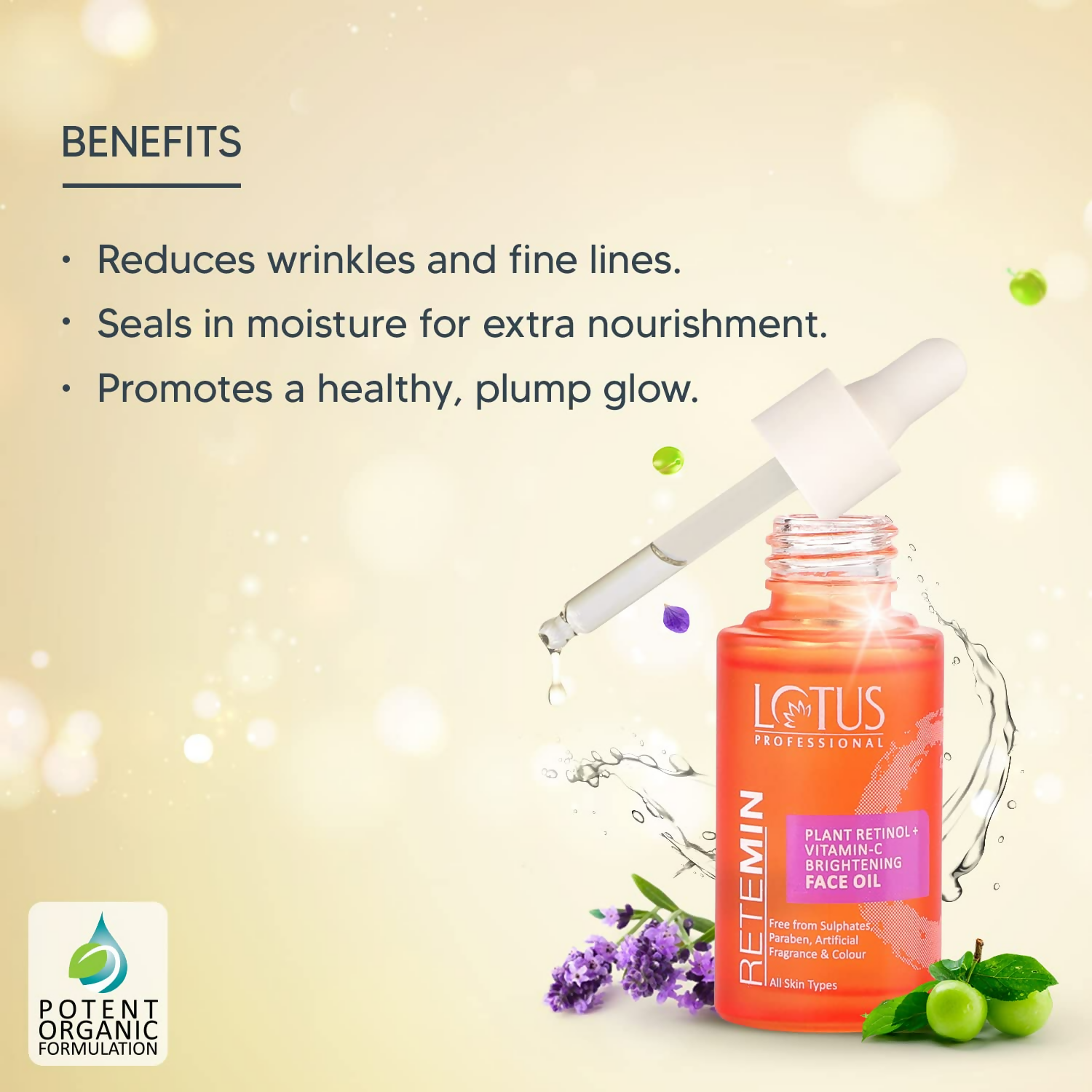 Lotus Professional Retemin Plant Retinol + Vitamin C Brightening Facial Oil | Grocsy