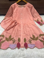 Teeya Creation Women's Lavender Embroidered Kurti Set | Grocsy