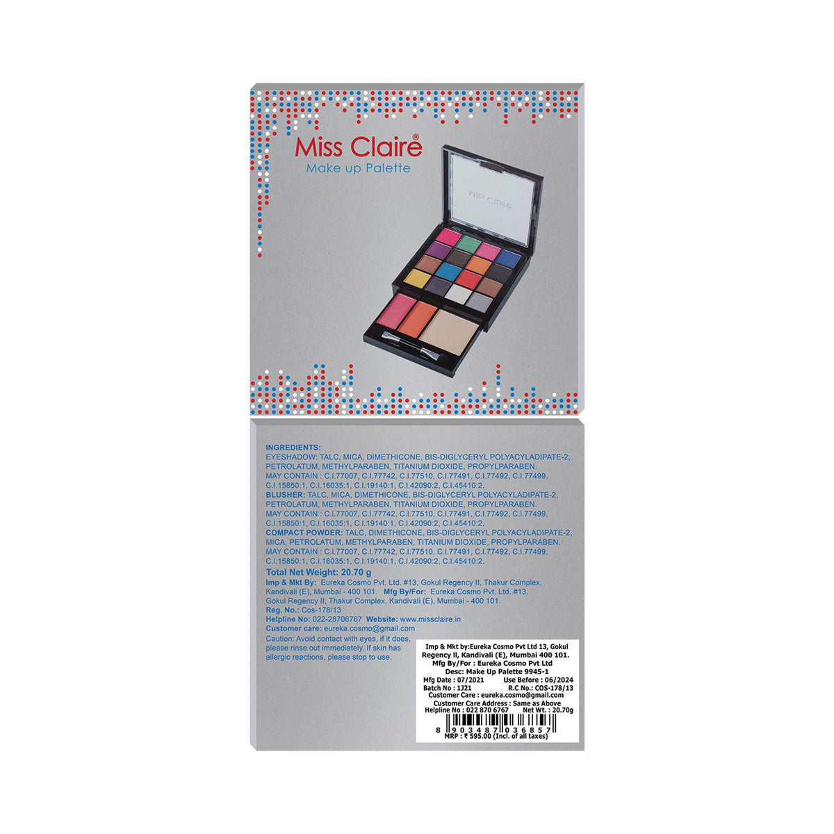 Miss Claire Makeup Palette 9945-1 | Grocsy