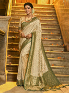 Shree Shyam Fashion Rajvastra Dark Green Banarasi Silk Saree | Grocsy