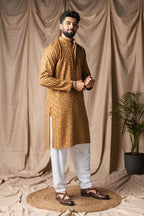 Occur Yellow Rayon Thread Embroidery Work Kurta Set - Mahotsav | Grocsy