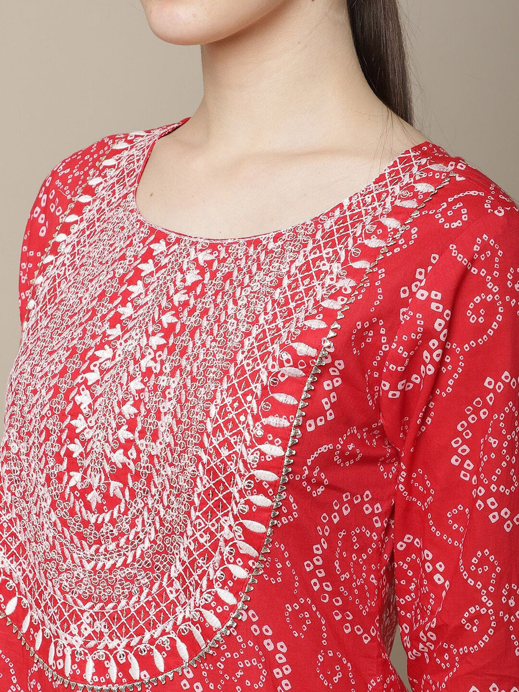 Sangria Bandhani Printed Cotton Kurta | Grocsy