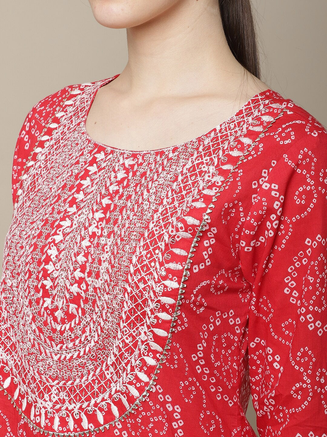 Sangria Bandhani Printed Cotton Kurta | Grocsy