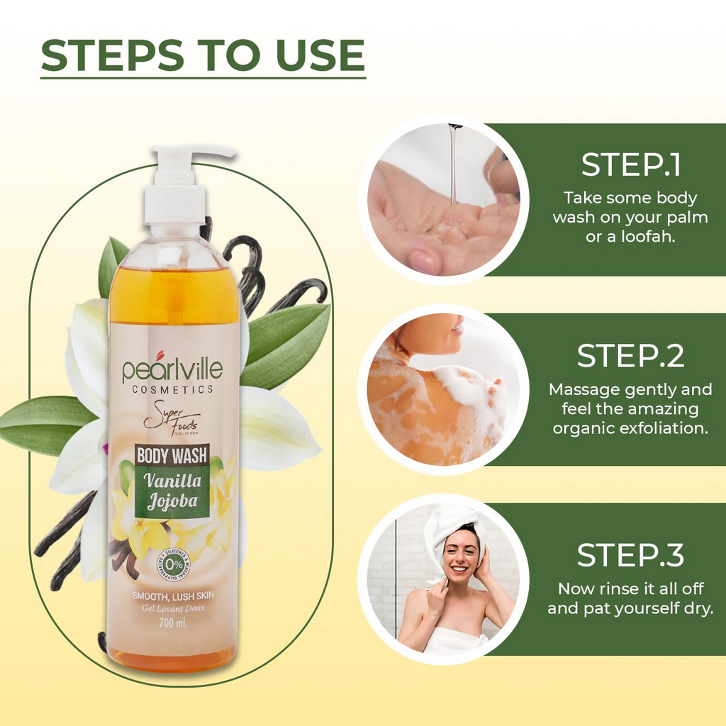 Pearlville Super Foods Collection Vanilla jojoba Body Wash | Grocsy
