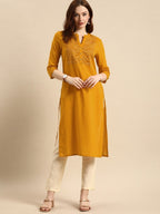 All About You Women Yellow Bandhani Yoke Design Pure Cotton Kurta | Grocsy