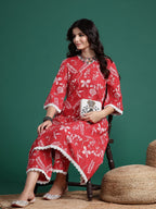 Sangria Printed Pure Cotton Kurta with Trousers | Grocsy