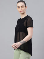 MKH Typography Printed Round Neck Short Sleeves Dri-FIT Relaxed Fit T-shirt | Grocsy