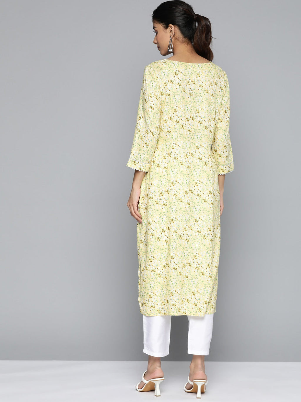 HERE&NOW Floral Printed Gotta Patti Kurta | Grocsy