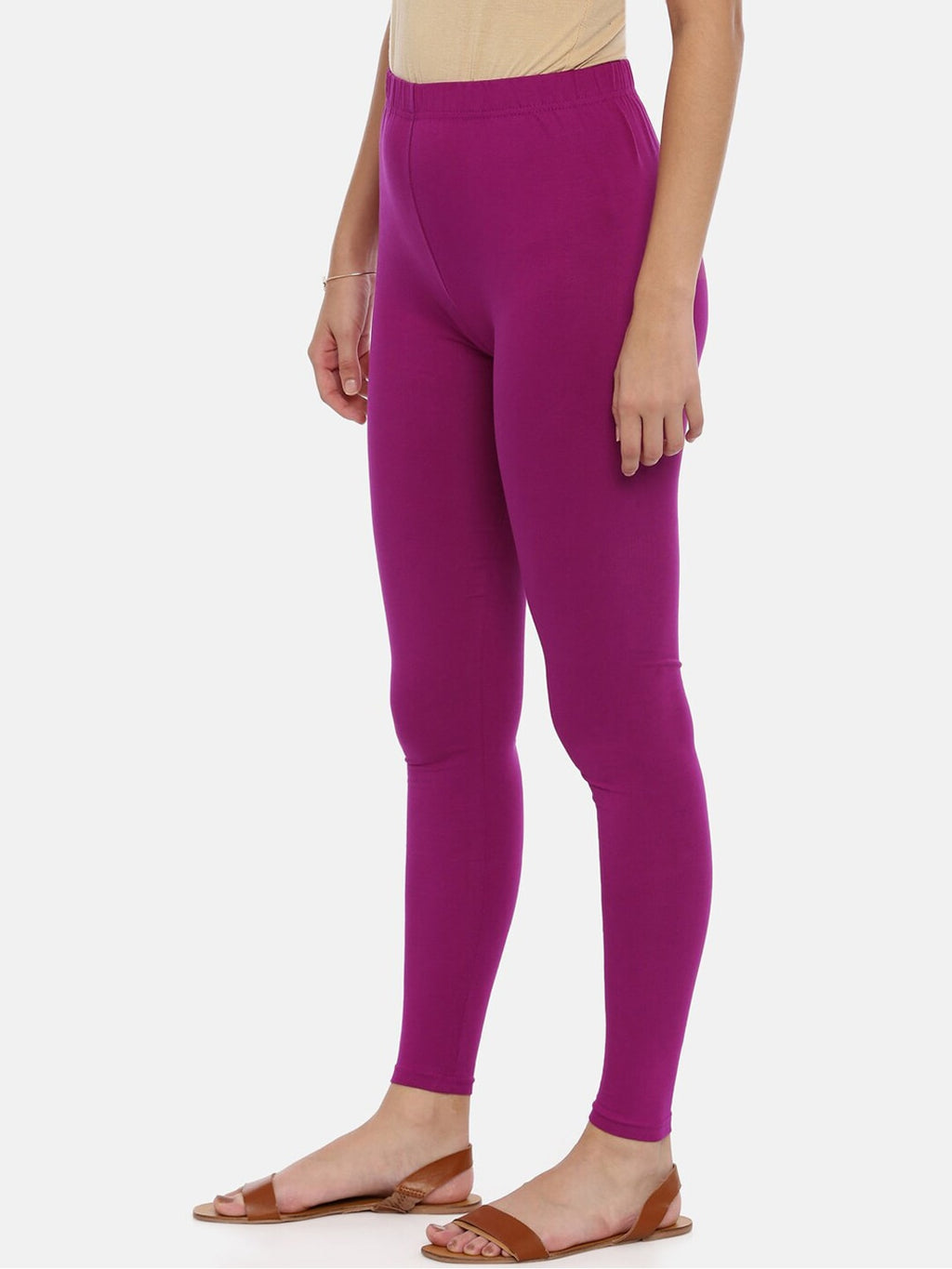 Souchii Purple Solid Slim-Fit Ankle-Length Leggings | Grocsy