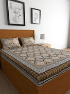 Urban Magic Brown 104 TC King Bedsheet with 2 Pillow Covers | Grocsy