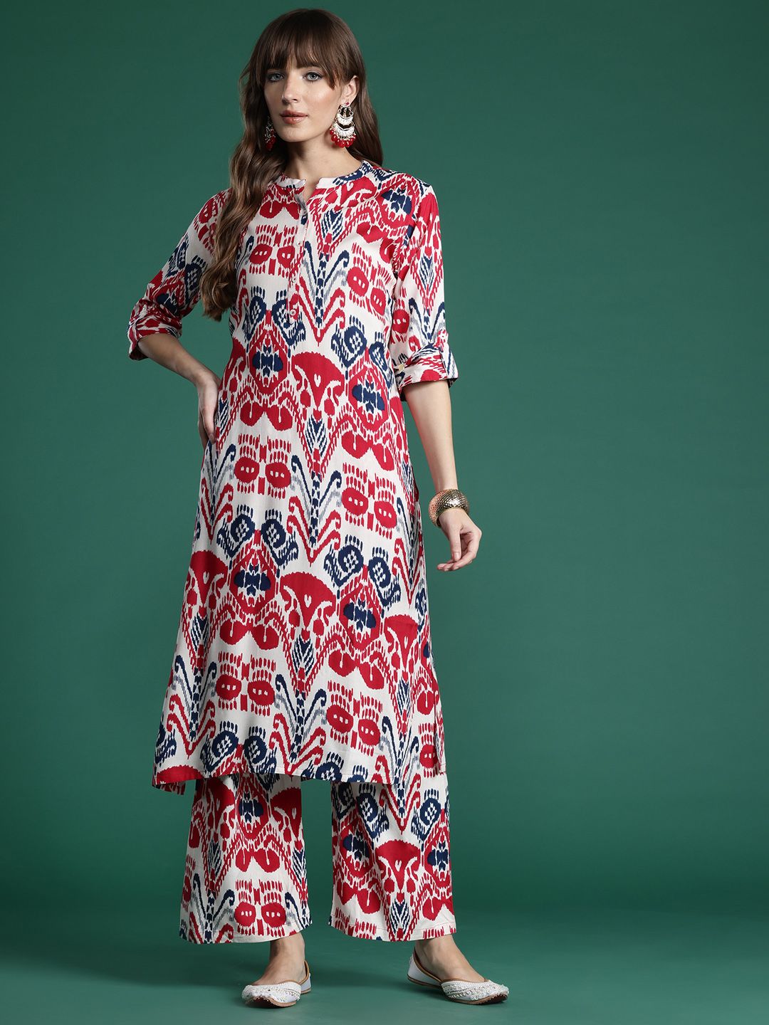 Indo Era Ethnic Motifs Printed Kurta with Palazzos | Grocsy