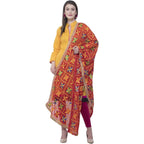 A R Silk Women's Multi Embroidery Chiffon Red Dupattas and Chunnis | Grocsy
