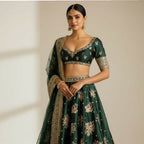 Lehenga Mart Designer Indian Wedding Lehenga Choli-Green | Grocsy