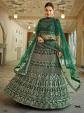 Myra Green Soft Net Embroidered Lehenga | Grocsy