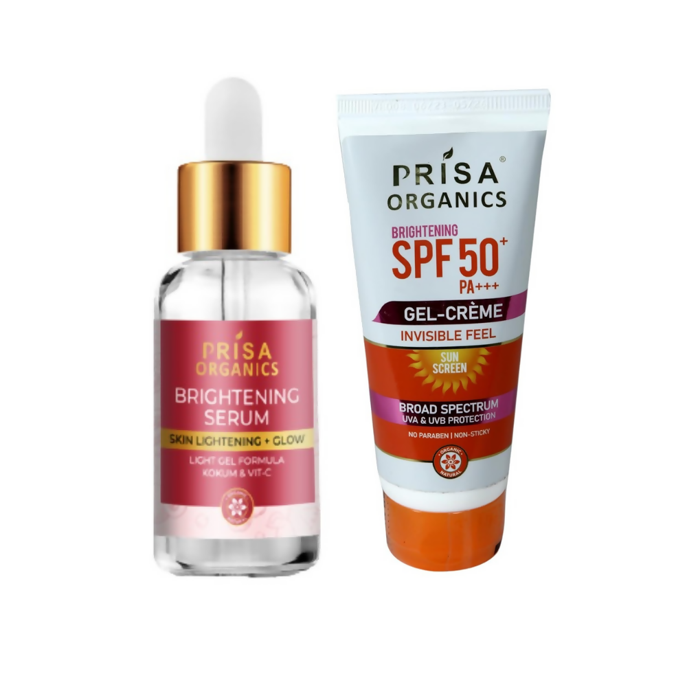 Prisa Organics Brightening Face Serum and Brightening Sun Screen SPF 50 PA+++ Combo | Grocsy