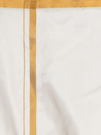 Sethukrishna Men Cream-Coloured Solid Art Silk Dhoti | Grocsy