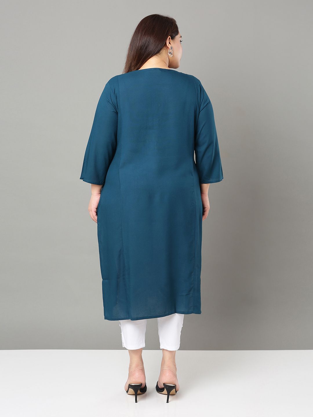 Sztori Floral Embroidered Yoke Design Sequined Straight Kurta | Grocsy
