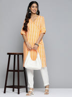 HERE&NOW Ethnic Motifs Printed Straight Angrakha Kurta | Grocsy