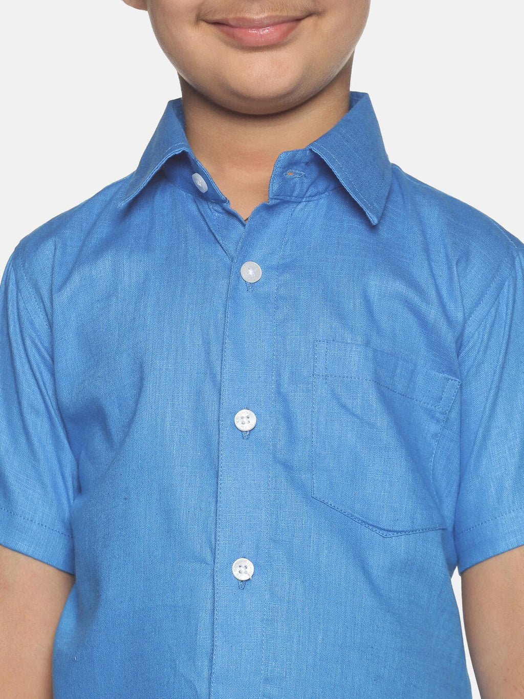 Sethukrishna Boys Blue & White Shirt with Dhoti | Grocsy