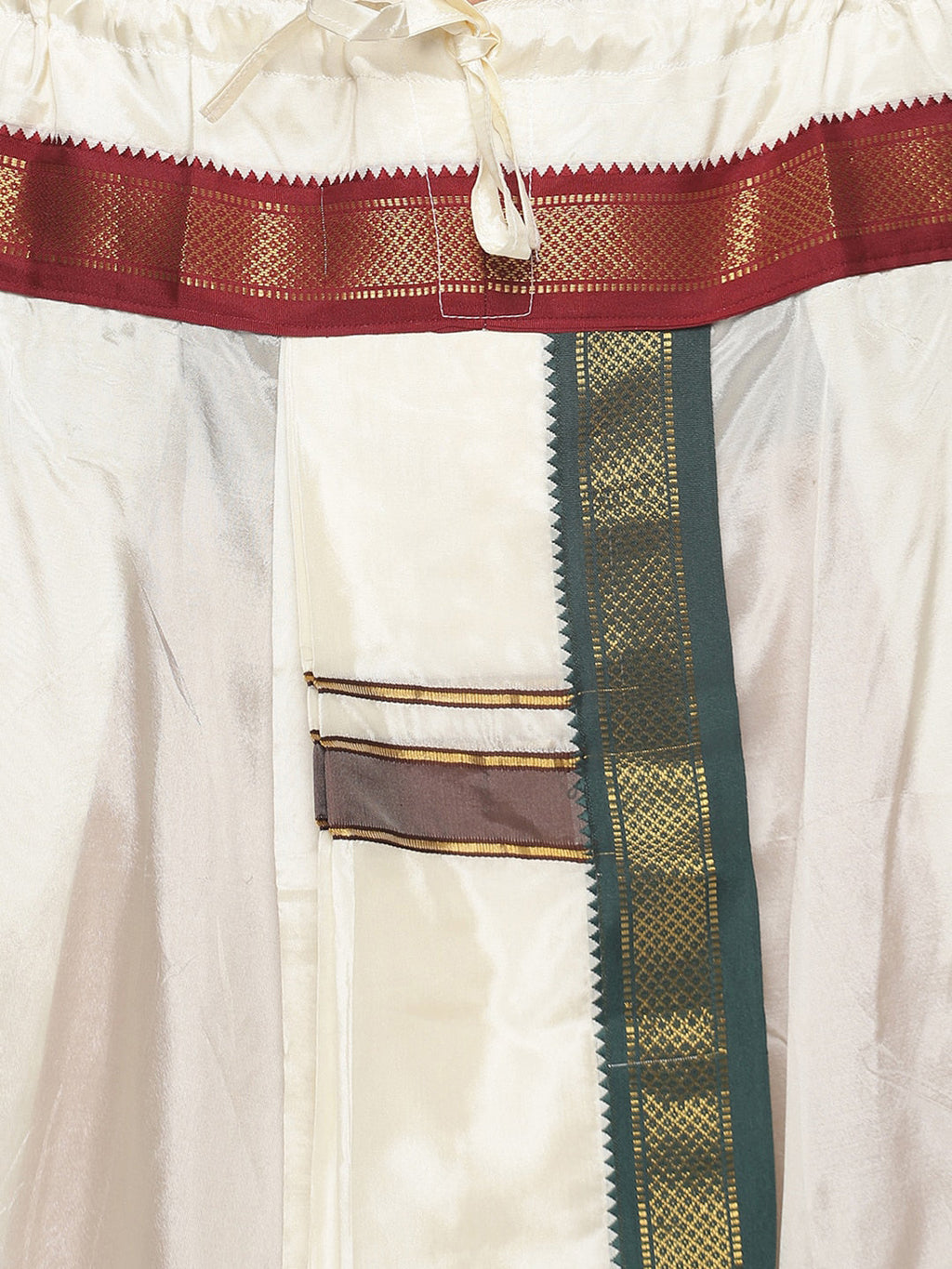 Sethukrishna Men Cream Solid Art Silk Dhotis | Grocsy