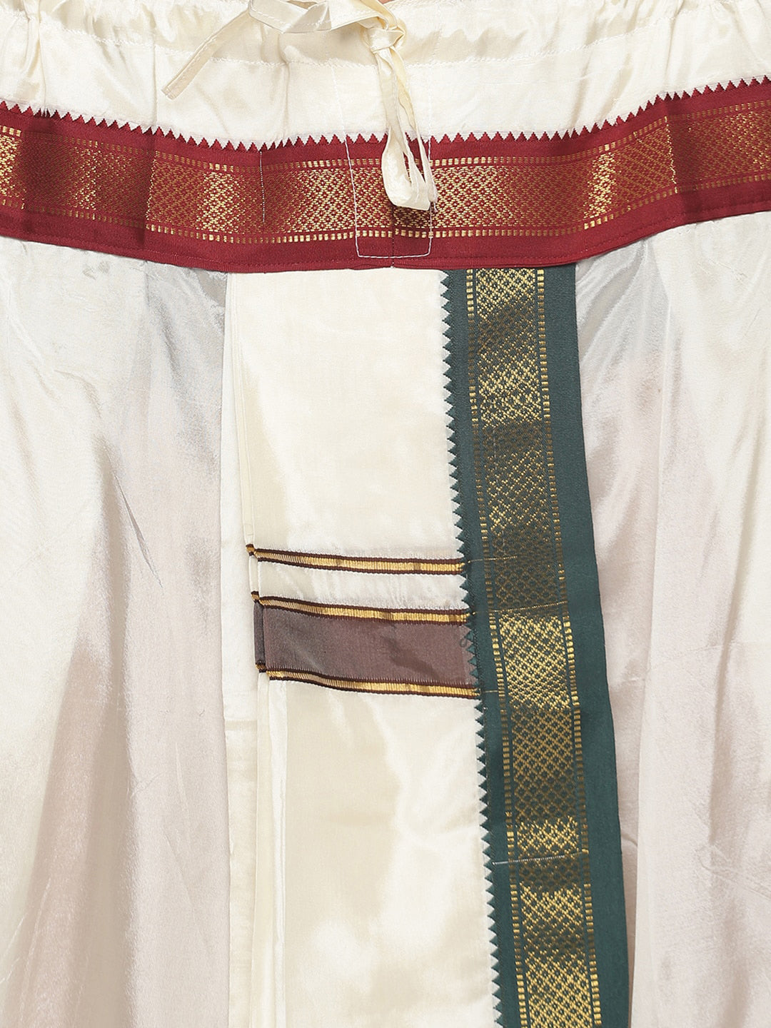 Sethukrishna Men Cream Solid Art Silk Dhotis | Grocsy