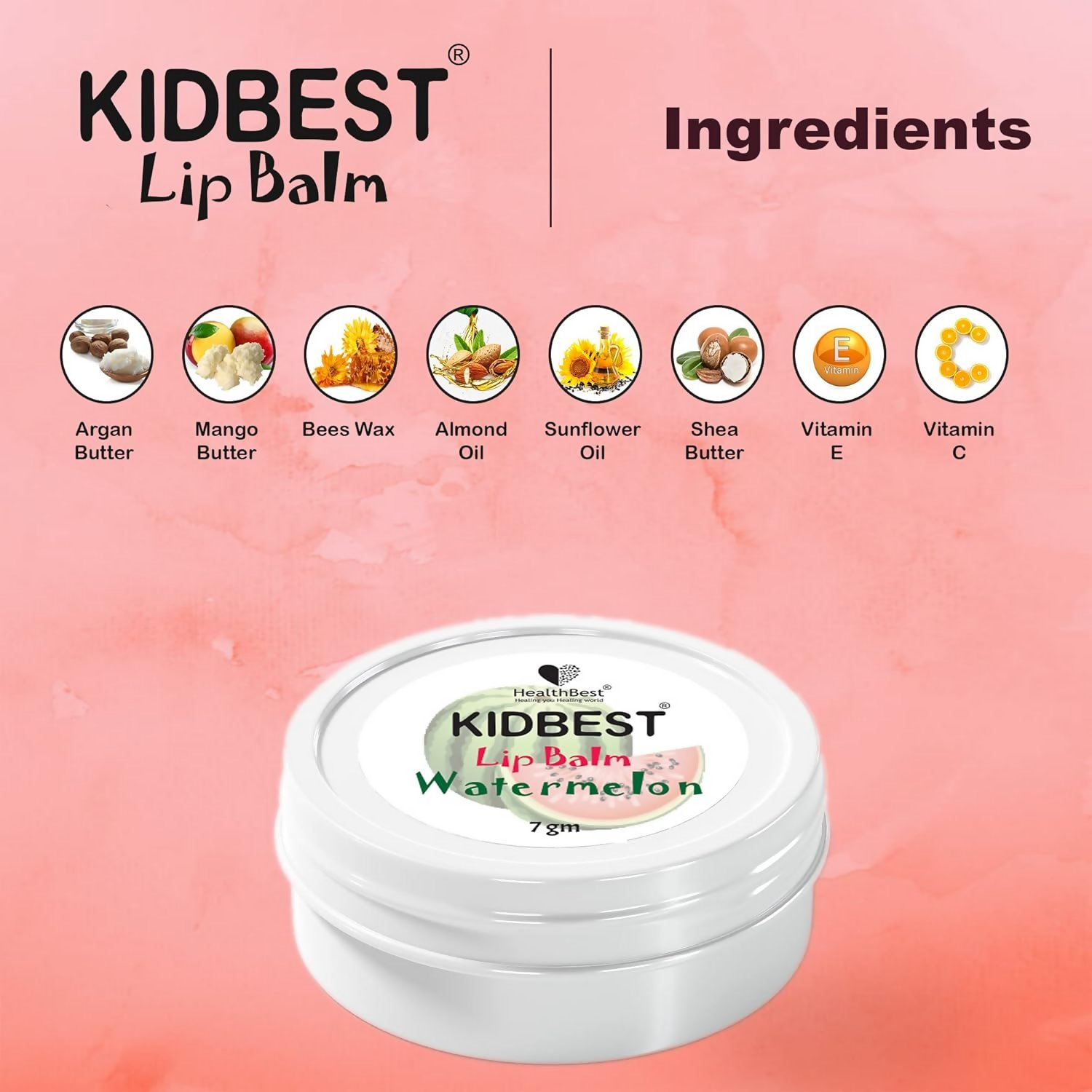 HealthBest Kidbest Lip Balm For Kids & Baby - Pink | Grocsy