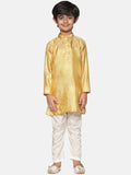 Sethukrishna Boys Gold-Toned & Off-White Kurta With Pyjamas | Grocsy