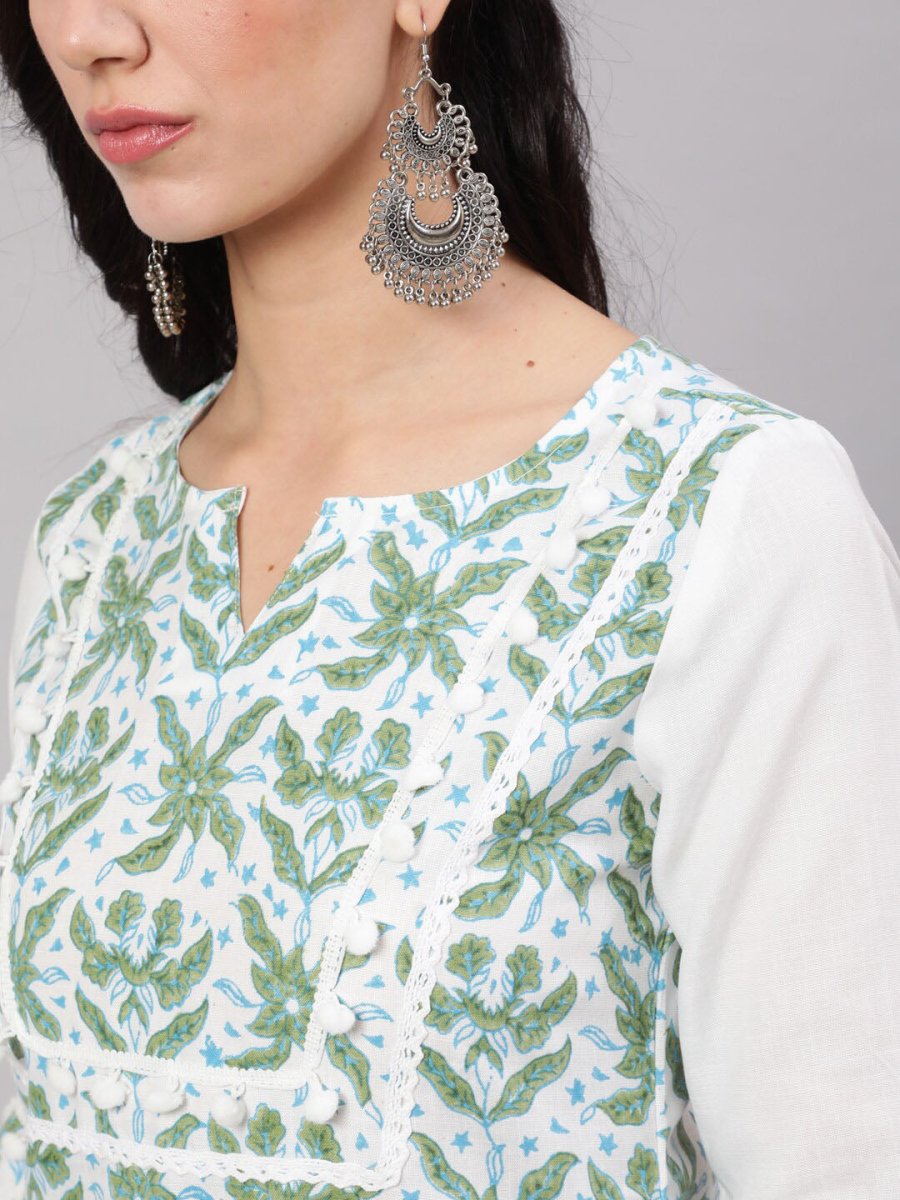 Aks Tropical Printed Bell Sleeves Kurta | Grocsy